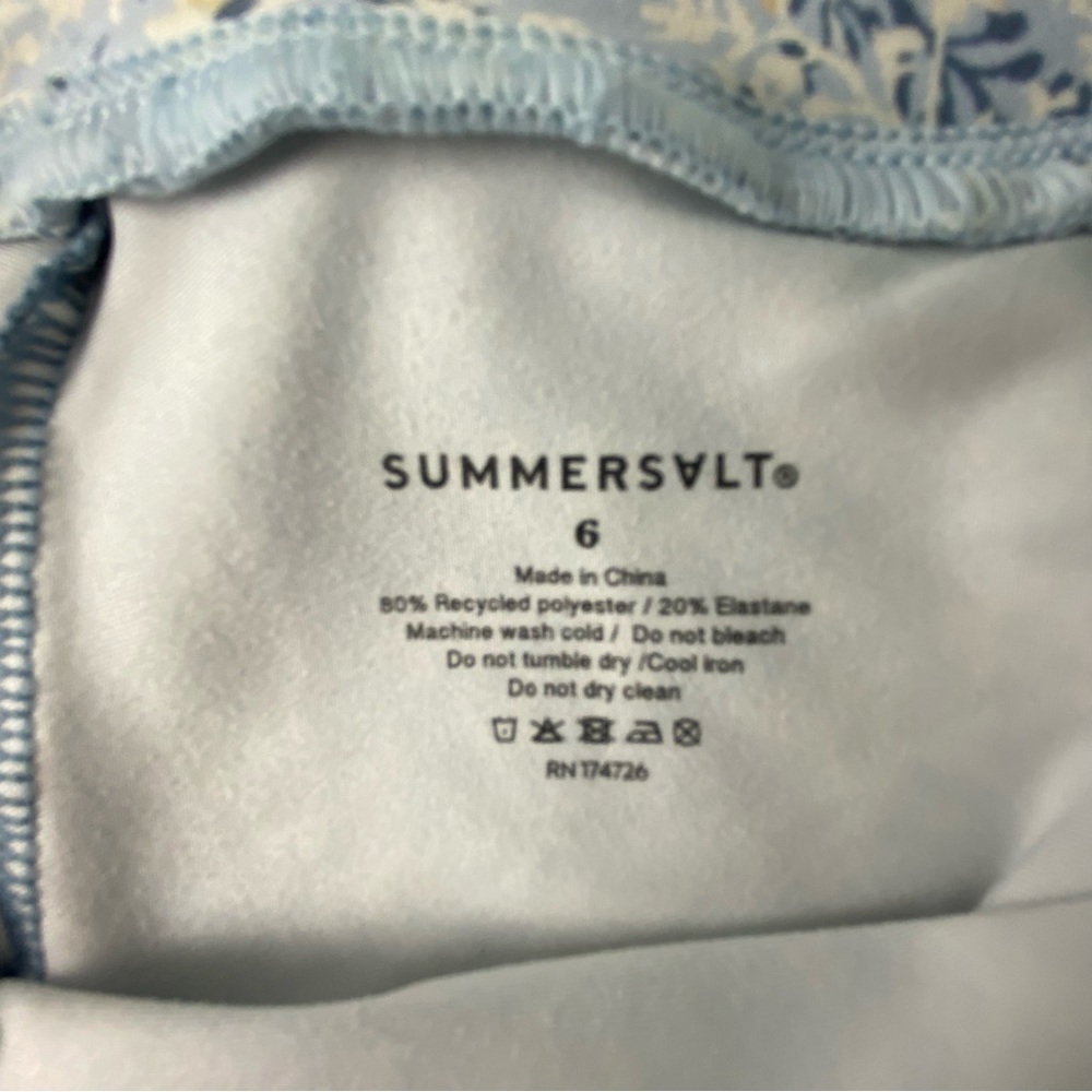 Summersalt The Do-It-All High Rise Crop Leggings Powder Blue In Bloom Print 6 - Picture 4 of 12